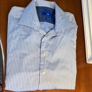 Egara Men's Blue & Black Striped Dress Shirt XL 17-171/2” neck